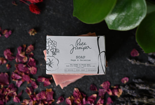 Pure Juniper - sapun premium natural - salvie si geranium- sapun pentru fata si piele sensibila