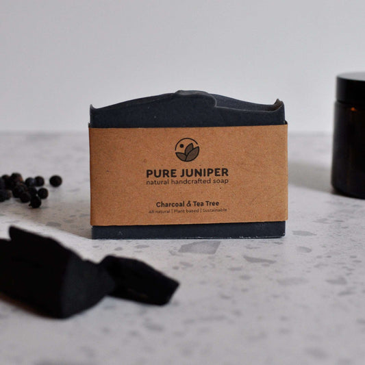 Pure Juniper - sapun natural premium - carbune si arbore de ceai, detoxifiant, anti acneic, proaspat si hidratant